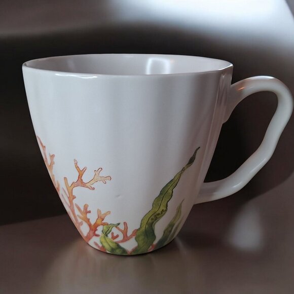 Porcelain Mug Sea Coral Ocean Seaweed Coffee Cup 12 Ounce With Box - Picture 1 of 4